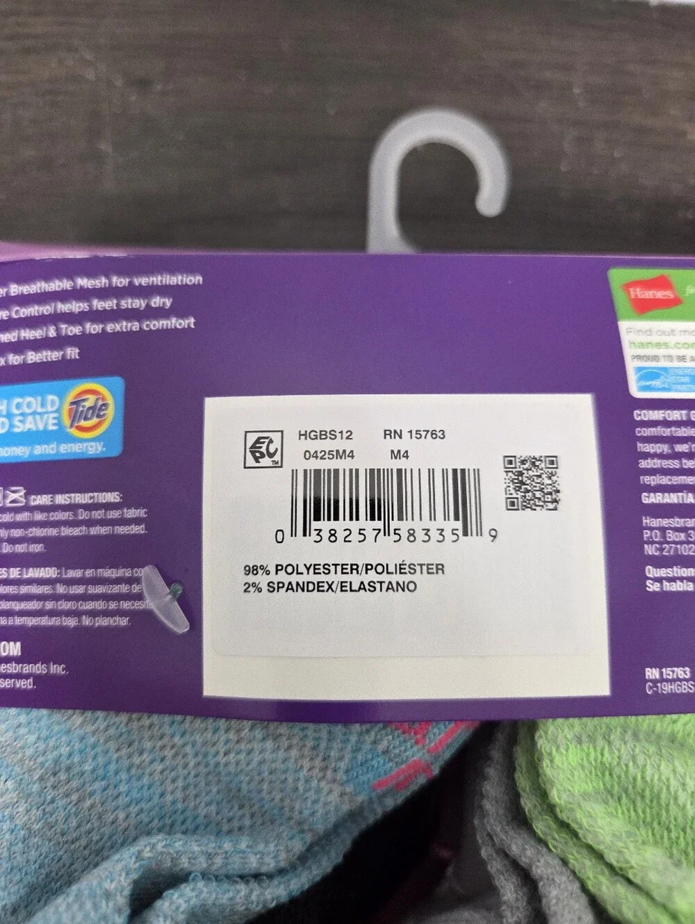 Hanes Girls' No-Show Socks Medium (10 1/2-4) 12 Pair Nwt